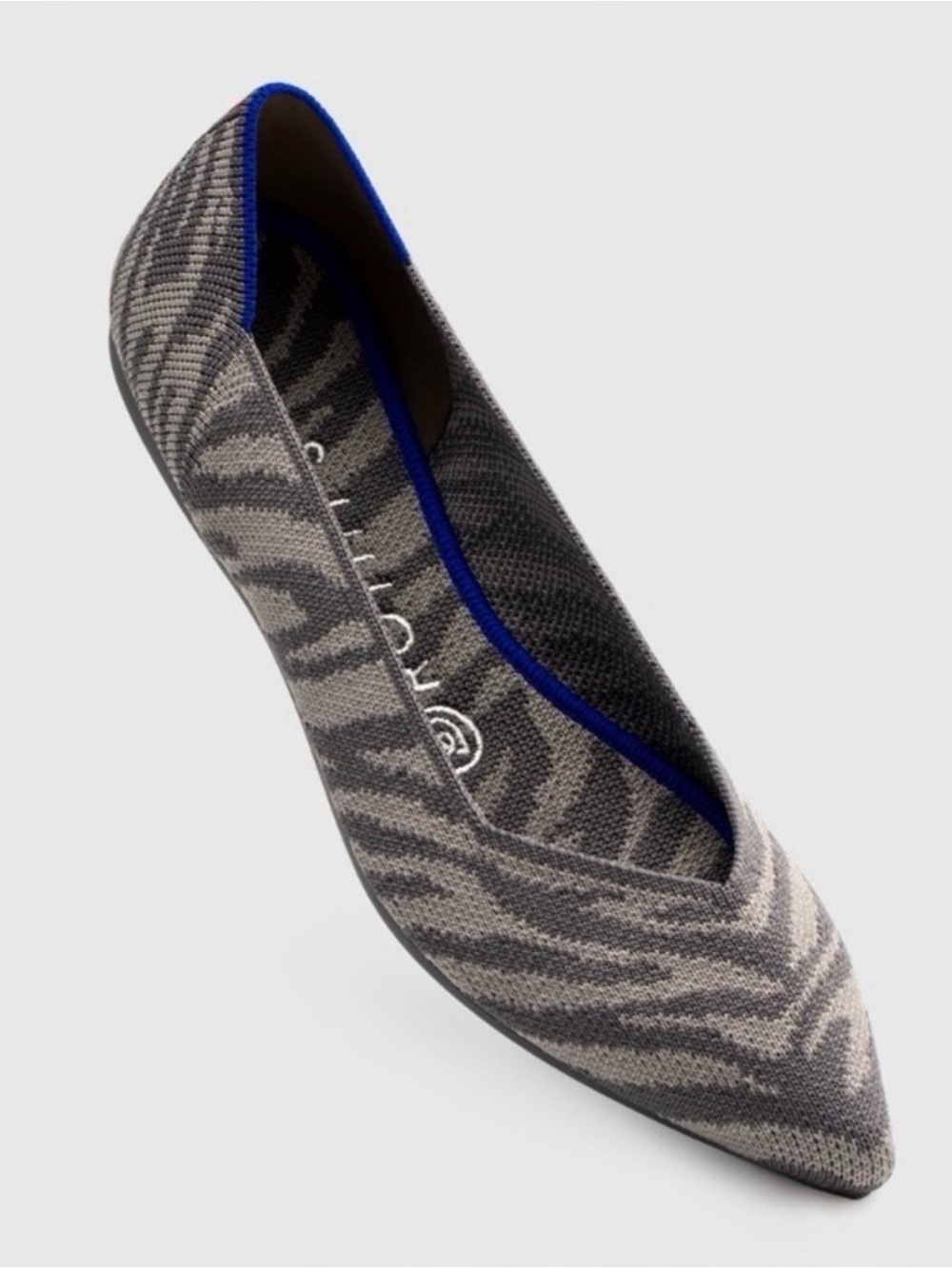 Rothy's Retired Wide Fits 11.5 Gray Zebra Print Pointed Ballet Flat